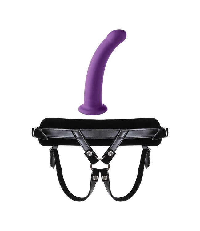 VIRGITE  UNIVERSAL HARNESS WITH PURPLE DILDO SIZE M PURPLE