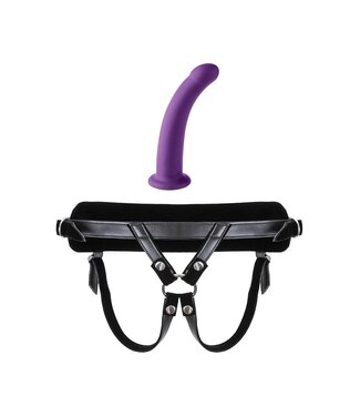 VIRGITE  UNIVERSAL HARNESS WITH PURPLE DILDO SIZE S PURPLE