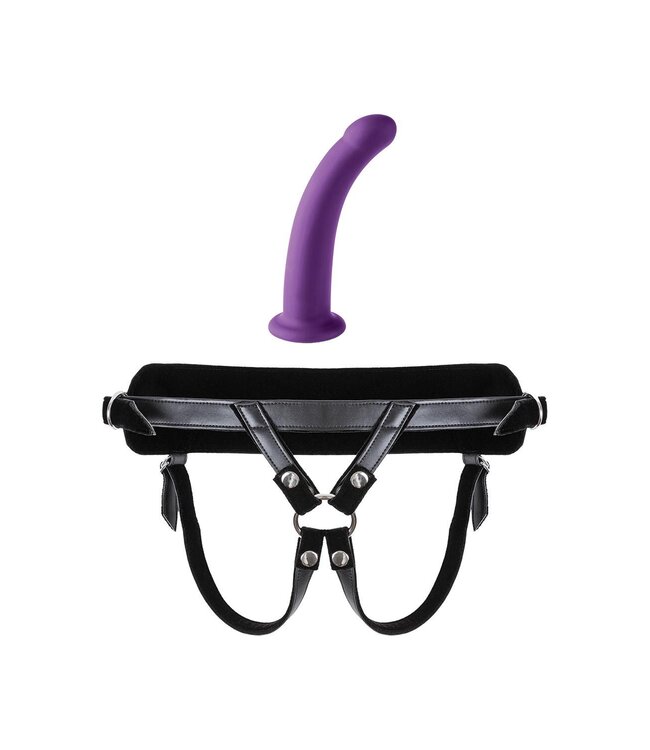 VIRGITE  UNIVERSAL HARNESS WITH PURPLE DILDO SIZE S PURPLE