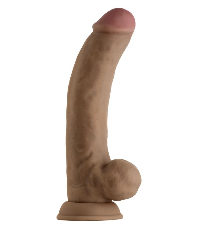 SHAFT MODEL C 9.5 INCH LIQUID SILICONE DONG WITH BALLS OAK