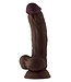 SHAFT MODEL C 7.5 INCH LIQUID SILICONE DONG WITH BALLS MAHOGANY