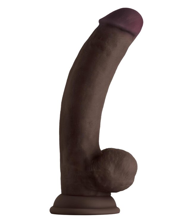 SHAFT MODEL C 8.5 INCH LIQUID SILICONE DONG WITH BALLS MAHOGANY
