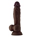 SHAFT MODEL A 9.5 INCH LIQUID SILICONE DONG WITH BALLS MAHOGANY