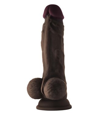SHAFT MODEL A 7.5 INCH LIQUID SILICONE DONG WITH BALLS MAHOGANY