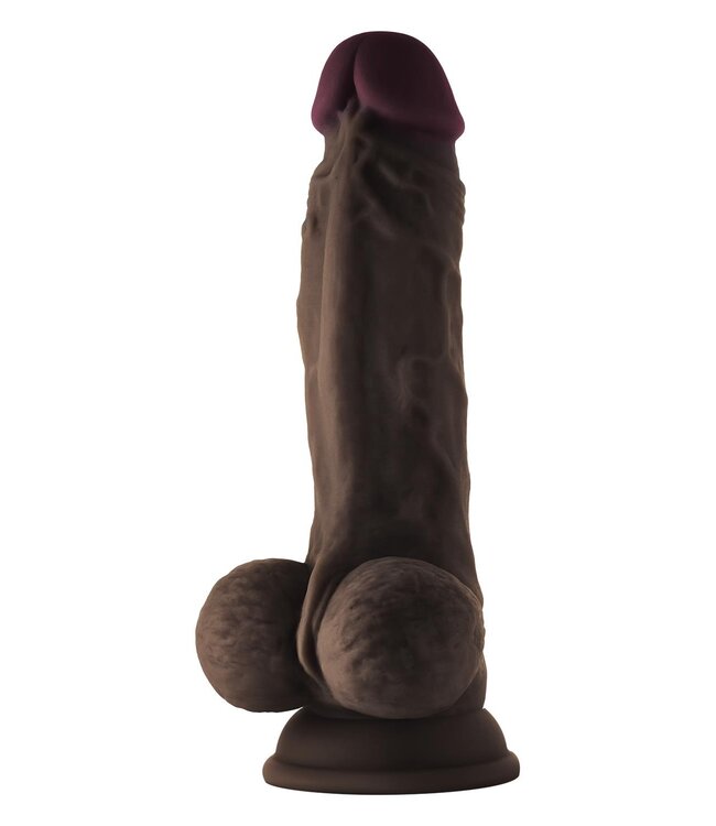 SHAFT MODEL A 7.5 INCH LIQUID SILICONE DONG WITH BALLS MAHOGANY