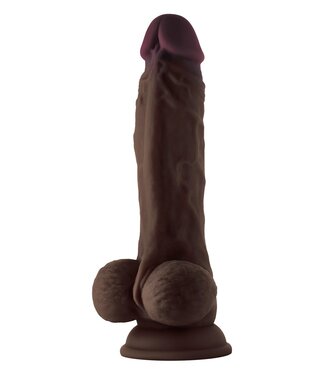 SHAFT MODEL A 8.5 INCH LIQUID SILICONE DONG WITH BALLS MAHOGANY