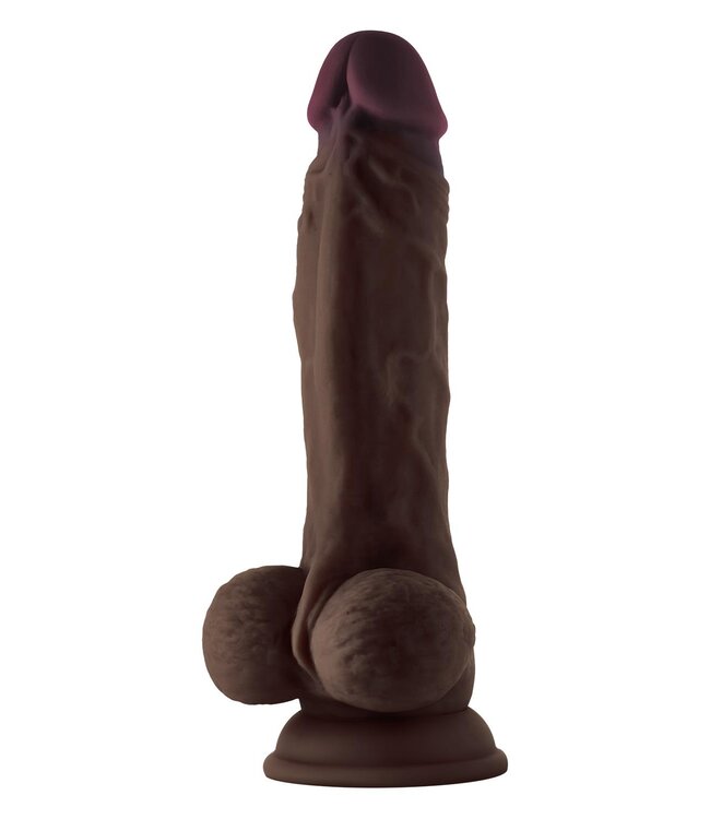 SHAFT MODEL A 8.5 INCH LIQUID SILICONE DONG WITH BALLS MAHOGANY