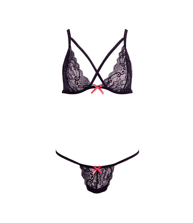 BARELY BARE X STRAP BRALETTE SET BLACK, OS