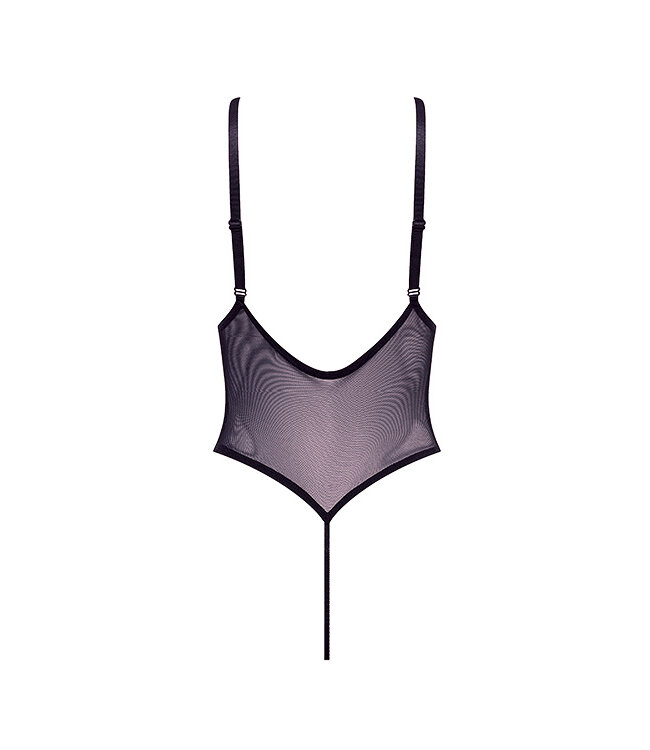 BARELY BARE LACE UP TEDDY BLACK, OS