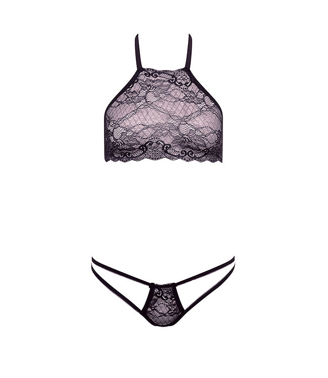 BARELY BARE DUAL STRAP PANTY BRALETTE BLACK, OS