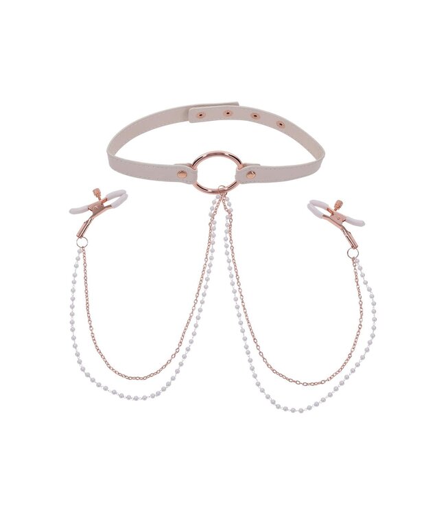 PEACHES ‘N CREAME COLLAR WITH NIPPLE CLAMPS
