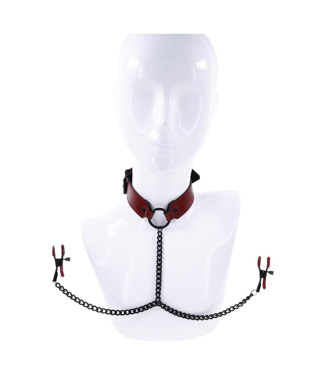 SPORTSHEETS SAFFRON COLLAR WITH NIPPLE CLAMPS