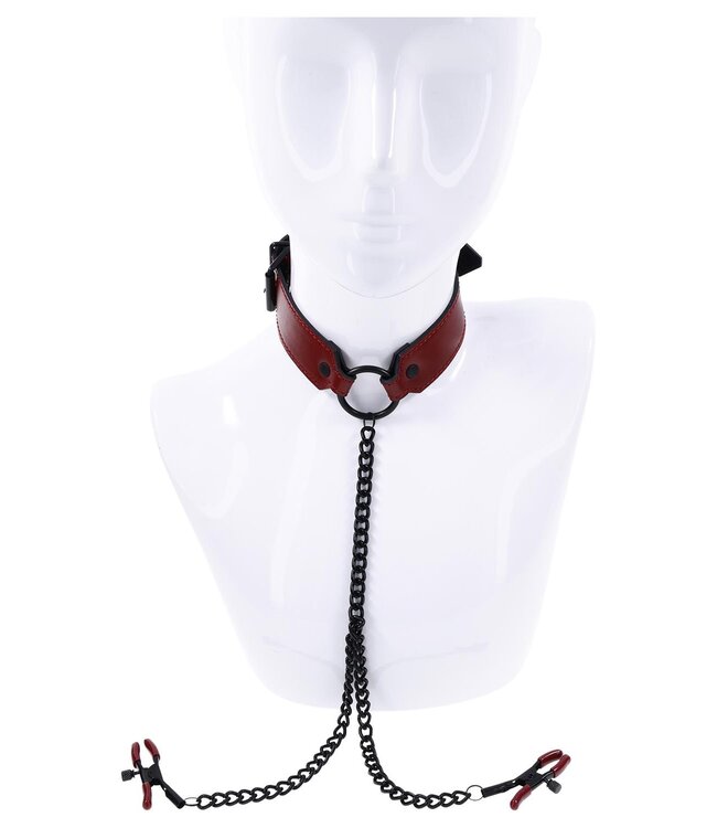 SPORTSHEETS SAFFRON COLLAR WITH NIPPLE CLAMPS