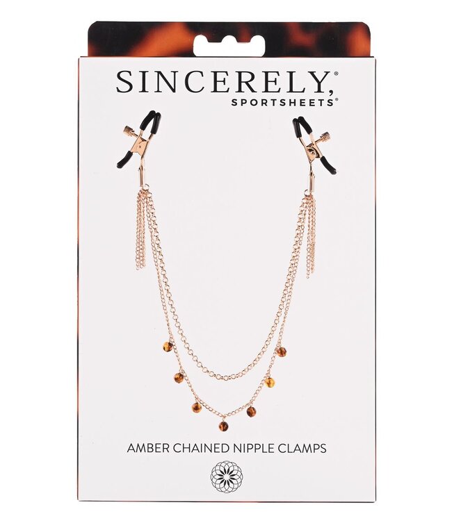 SPORTSHEETS AMBER CHAINED NIPPLE CLAMPS