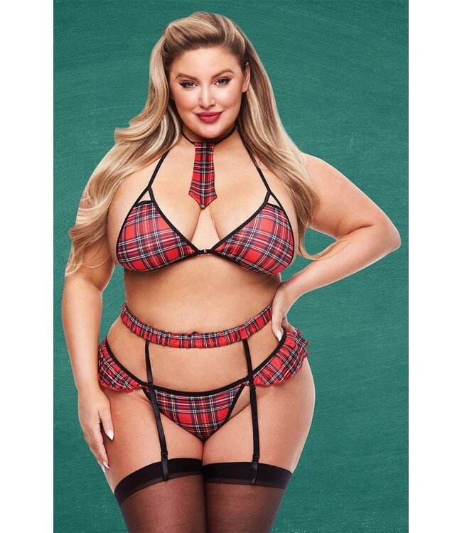 CRISSCROSS SCHOOLGIRL SET, PLUS SIZE