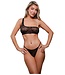 DO NOT DISTURB PEARL STRAP BRALETTE & CROTCHLESS PANTY BLACK, L/XL