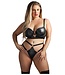 WETLOOK LONGLINE UNDERWIRE BRA & G-STRING PANTY BLACK, QS