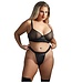 WETLOOK UNDERWIRE BRA & CROTCHLESS PANTY BLACK, QS
