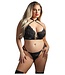 WETLOOK LONGLINE UNDERWIRE BRA & STRAPPY PANTY BLACK, QS
