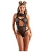 BARBED WIRE FISHNET BODYSUIT BLACK, S/M