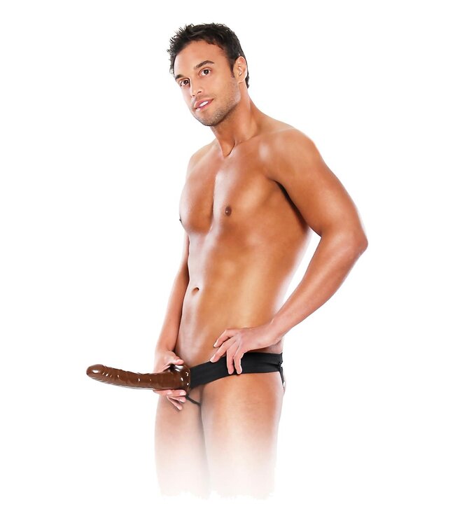 FETISH FANTASY SERIES 10 INCH CHOCOLATE DREAM HOLLOW STRAP-ON BROWN