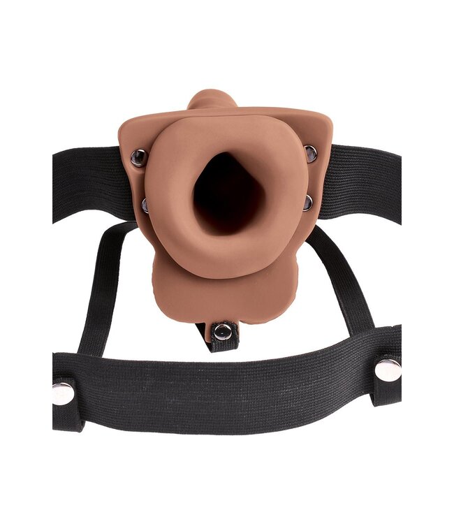 FETISH FANTASY SERIES 6 INCH HOLLOW RECHARGEABLE STRAP-ON WITH BALLS TAN