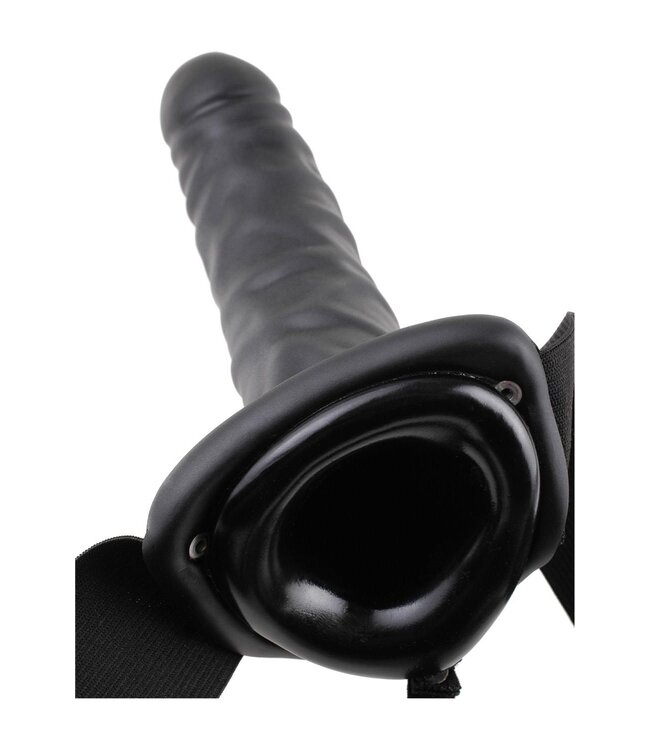 FETISH FANTASY SERIES 8 INCH VIBRATING HOLLOW STRAP-ON BLACK