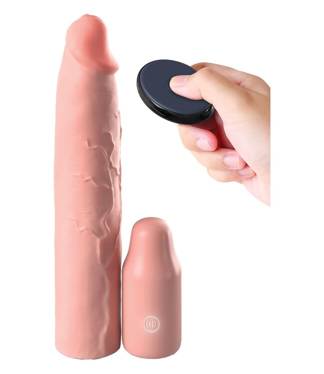 FANTASY X-TENSIONS ELITE 9 INCH SLEEVE VIBRATING 3 INCH PLUG WITH REMOTE LIGHT