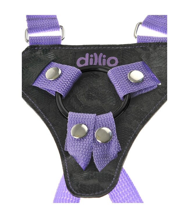 DILLIO 7 INCH STRAP-ON SUSPENDER HARNESS SET PURPLE