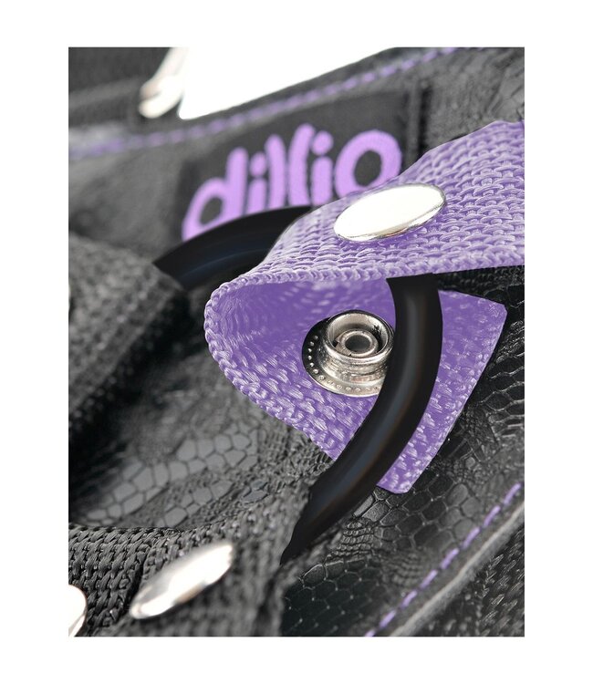 DILLIO 7 INCH STRAP-ON SUSPENDER HARNESS SET PURPLE