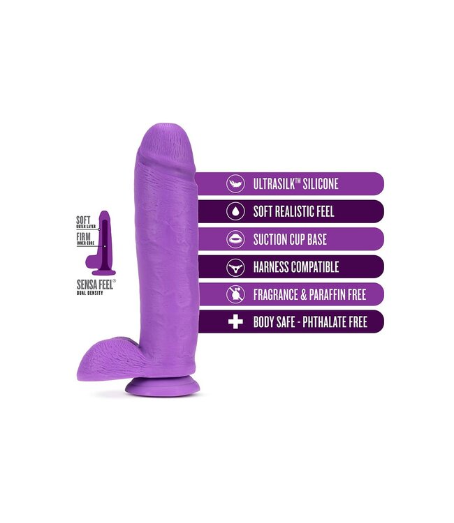 NEO ELITE 10 INCH COCK WITH BALLS NEON PURPLE
