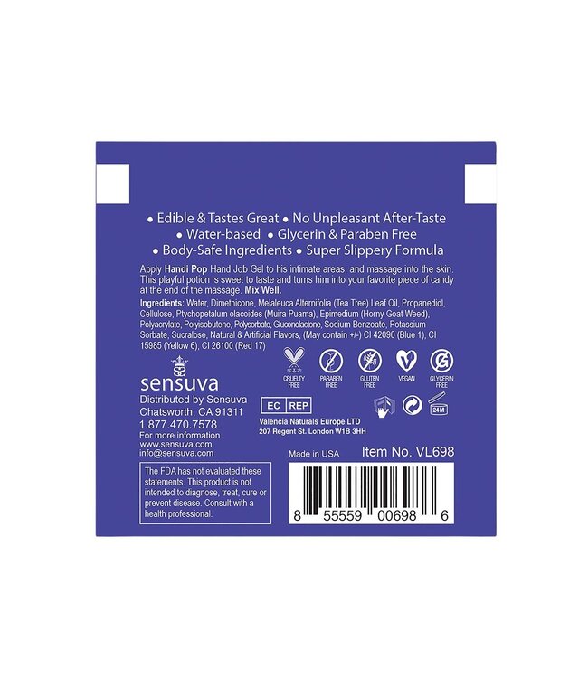 SENSUVA HANDIPOP EDIBLE MASSAGE GEL BLUEBERRY MUFFIN 6 ML