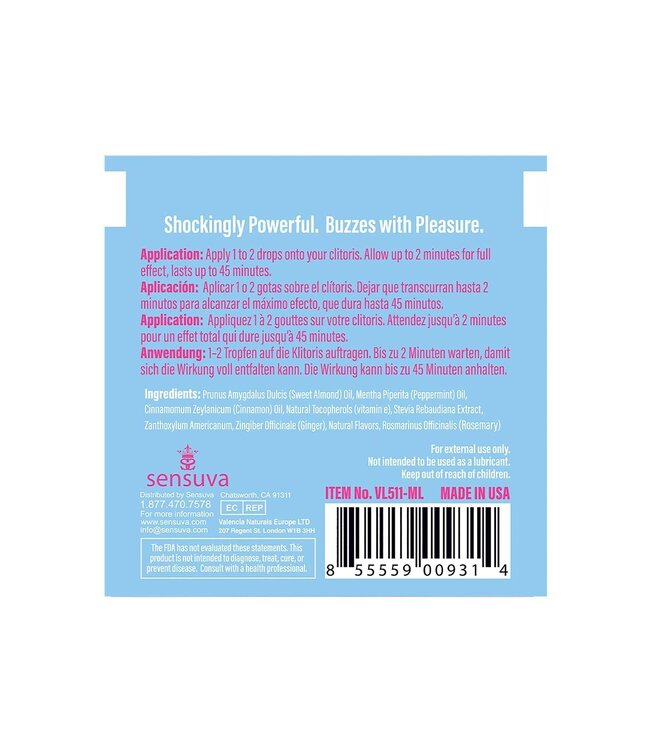 SENSUVA ON ICE AROUSAL OIL 75 PIECE SINGLE USE AMPOULE TUB