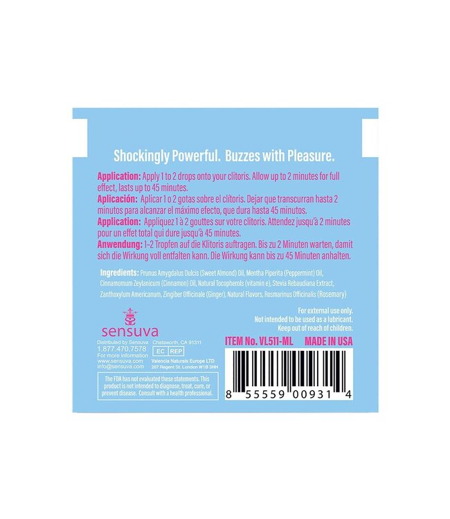 SENSUVA ON ICE AROUSAL OIL SINGLE USE AMPOULE PACKET