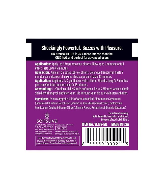 SENSUVA ON ULTRA AROUSAL OIL 75 PIECE SINGLE USE TUB