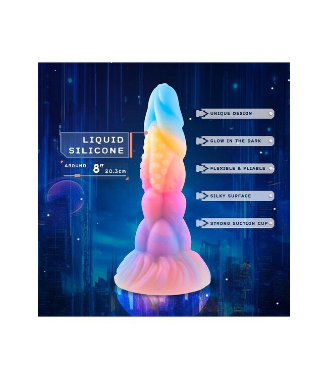 NMC 8 INCH SILICONE MONSTER DILDO GLOW IN THE DARK