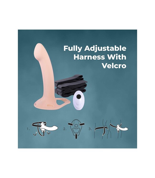 NMC 9.5 INCH RECHARGEABLE SILICONE VIBRATION HOLLOW STRAP ON WITH BALL RING FLESH