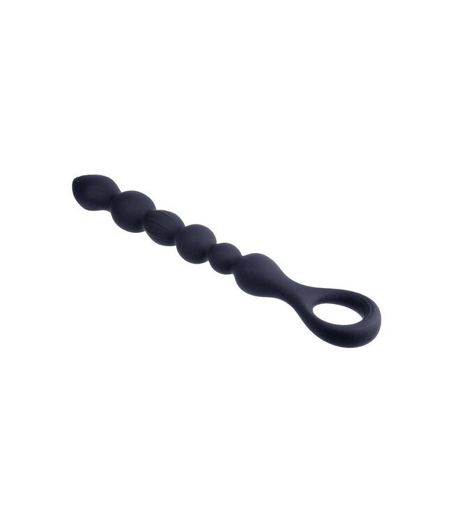 NMC 10 INCH RIBBED SILICONE ANAL BALL BEADS BLACK