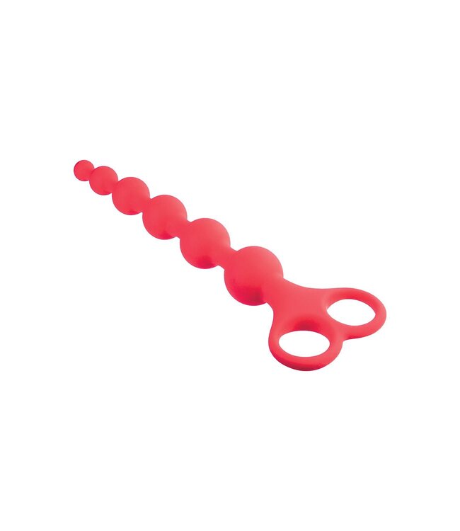 NMC 8 INCH RIBBED SILICONE ANAL BEADS RED