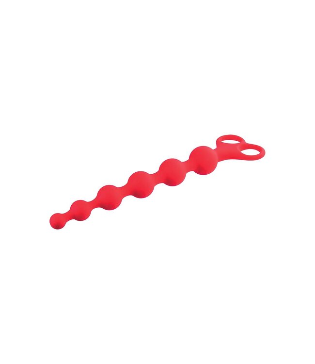 NMC 8 INCH RIBBED SILICONE ANAL BEADS RED