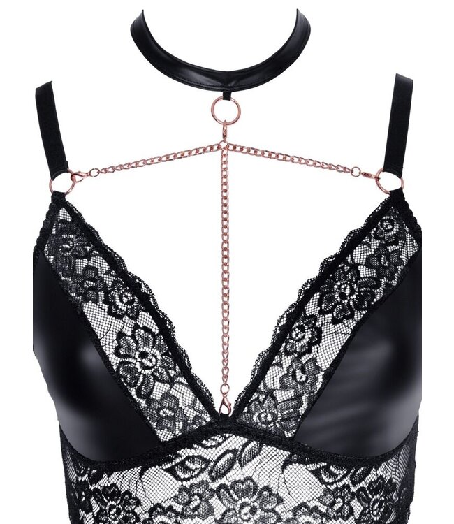 Curvy Wetlook & Lace Lingerie Set