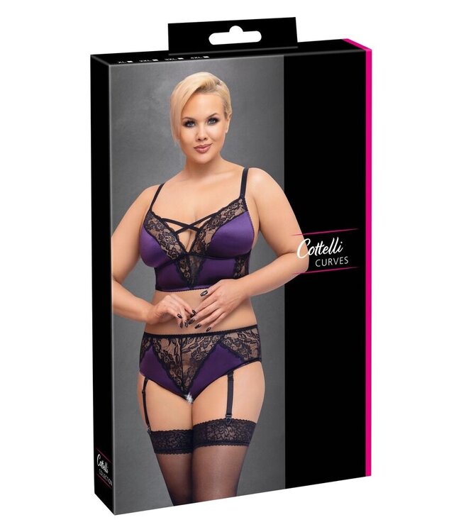 Curvy Purple Lace Jarretel Set