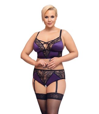 Cottelli CURVES Curvy Purple Lace Jarretel Set