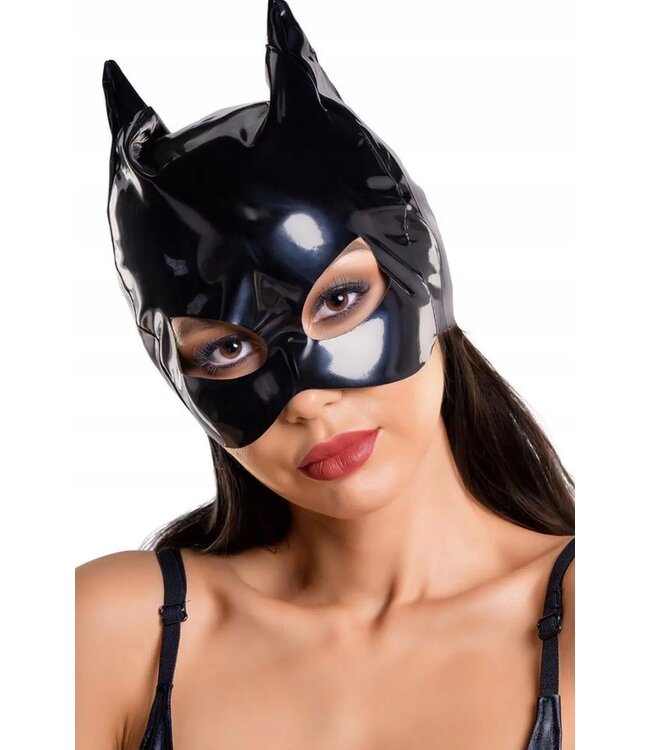 Glossy Ann Wetlook Cat Mask - O/S