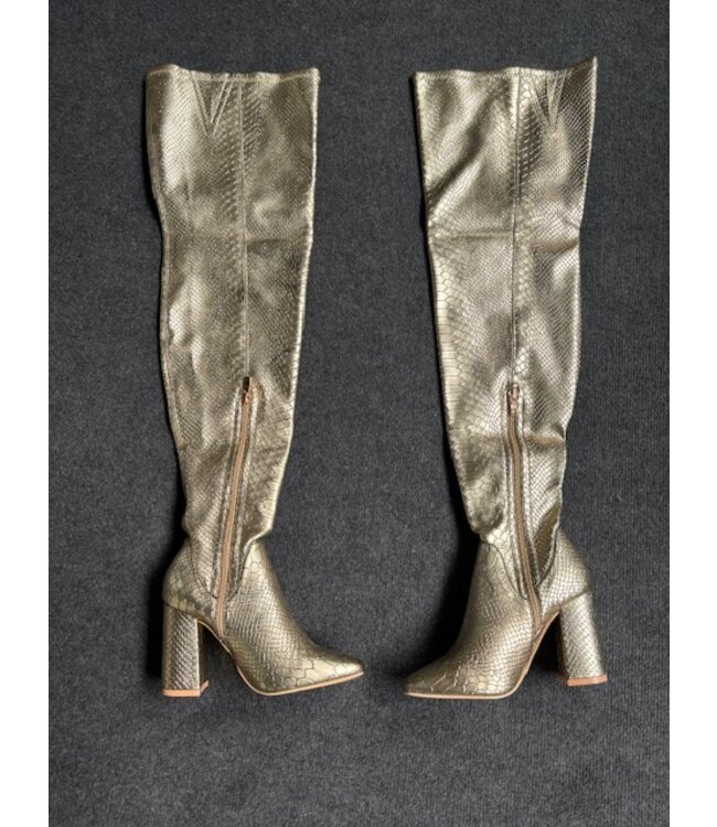 Overknees Reptile Boots - Gold
