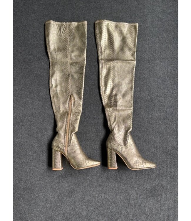 Overknees Reptile Boots - Gold