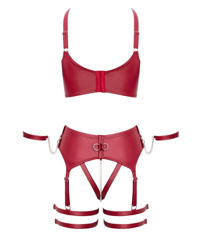 Red Wetlook Bondage Lingerie Set