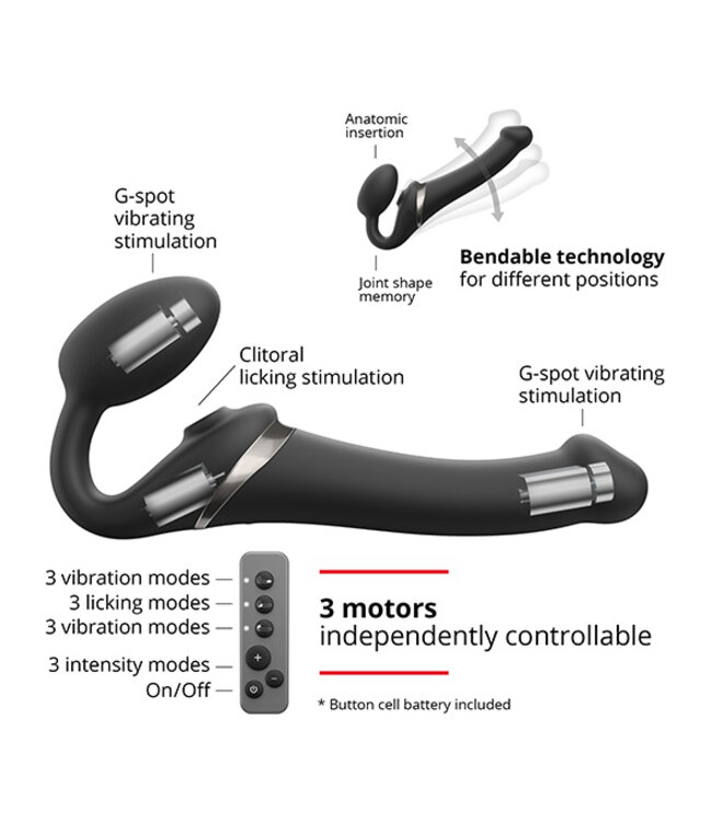 Strap-On-Me - Strap-on Multi Orgasm Remote Controlled 3 Motors Black XL