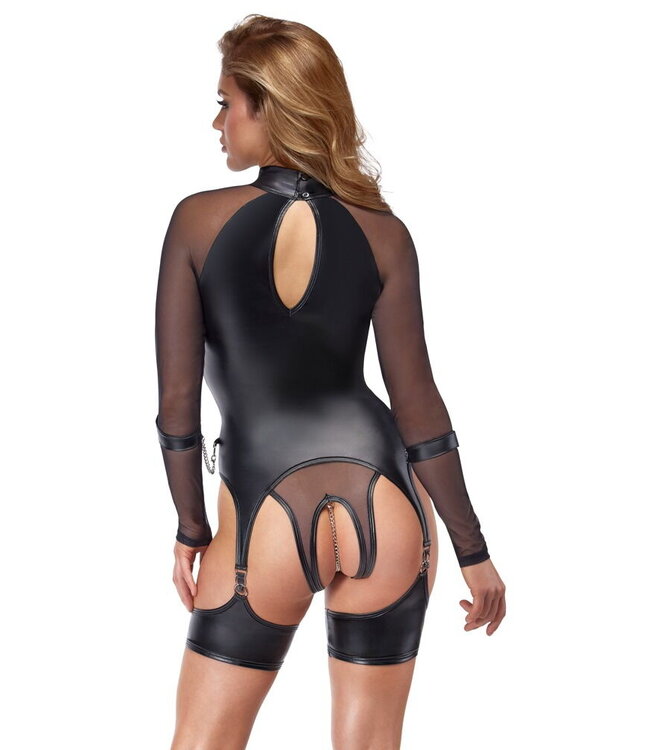 Wetlook Suspender Body With Cuffs