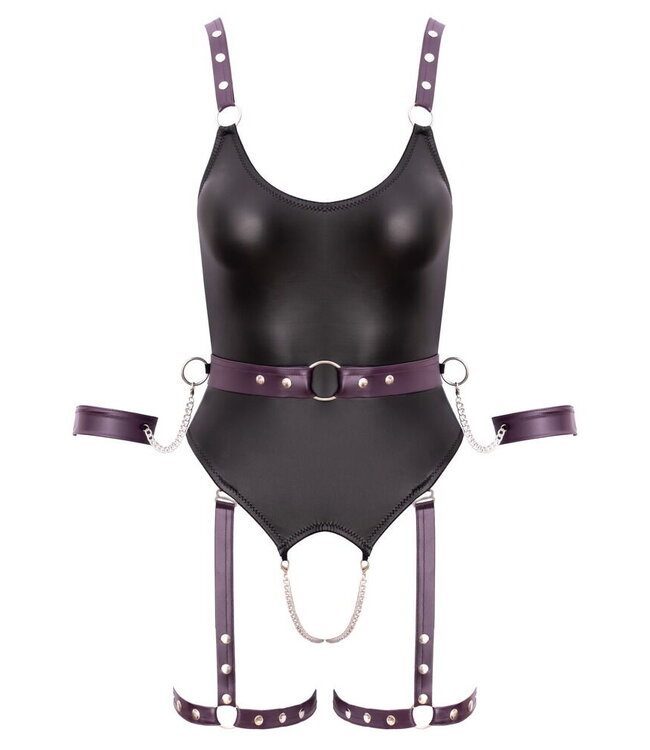 Wetlook Body With Cuffs & Open Crotch
